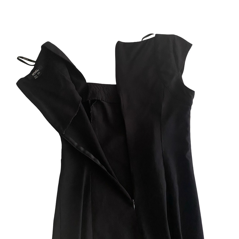 XOXO Black Sheath Dress Square Neck Cap Sleeve Knee Length Women 5/6 - Picture 5 of 10